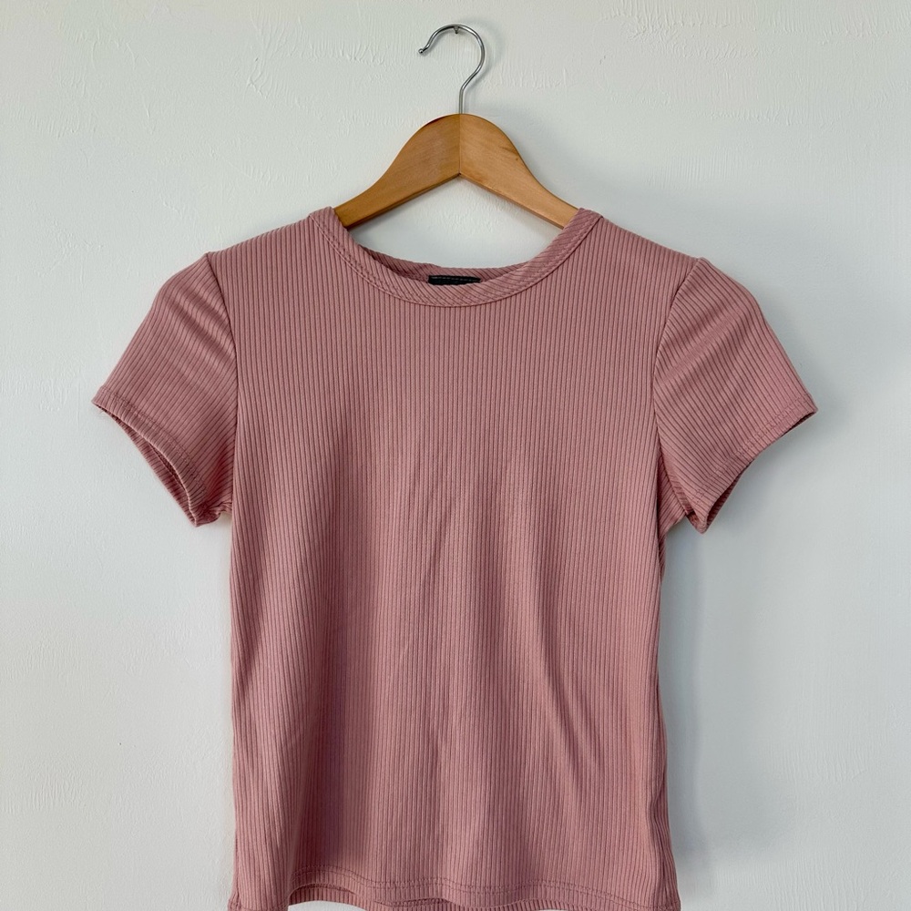 Olivia Rae Blush Ribbed Short Sleeve Tee